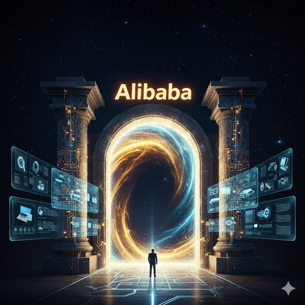 Primer paso para vender productos en Alibaba Simulación exagerada a la entrada de Alibaba mostrando que es el primer paso para vender productos en Alibaba